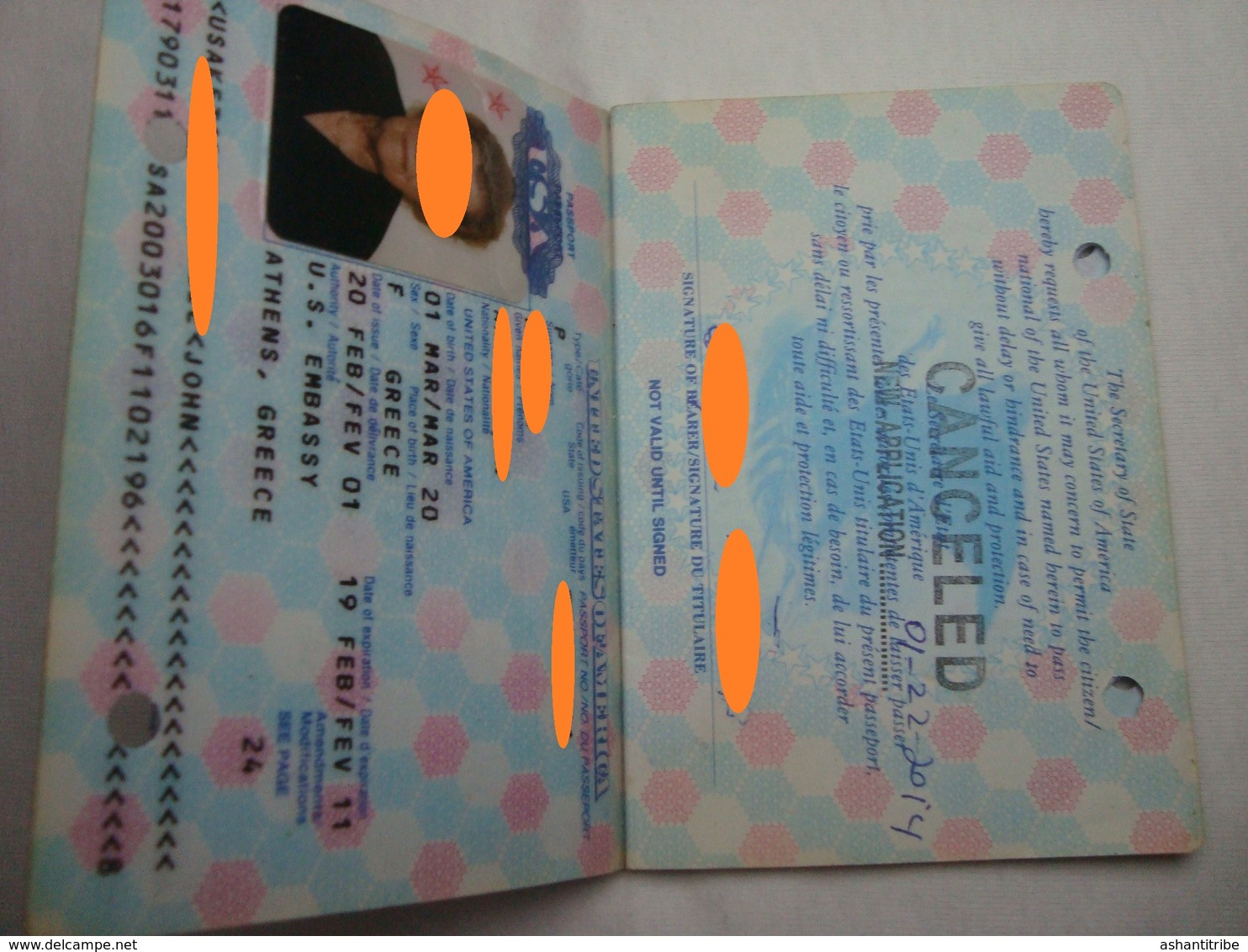 USA Passport Reisepass Passeport Canceled 2001 Of A Woman #3 - Documenti Storici