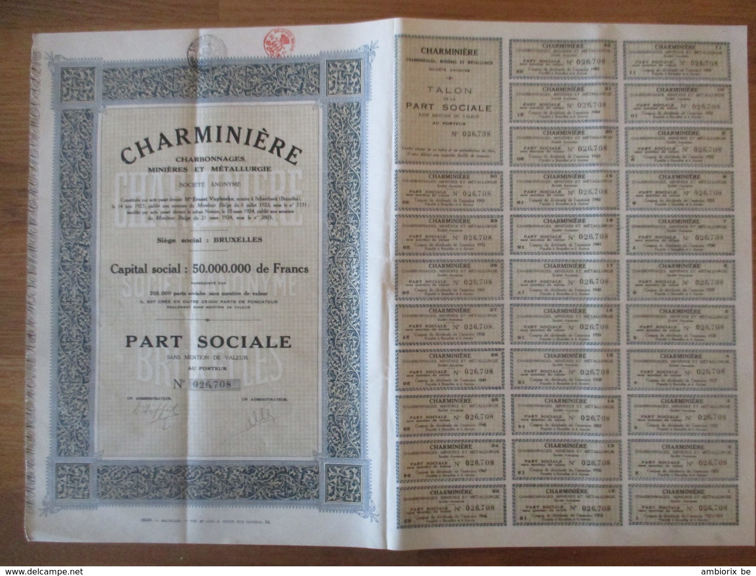 Charminière - Part Sociale - Andere & Zonder Classificatie