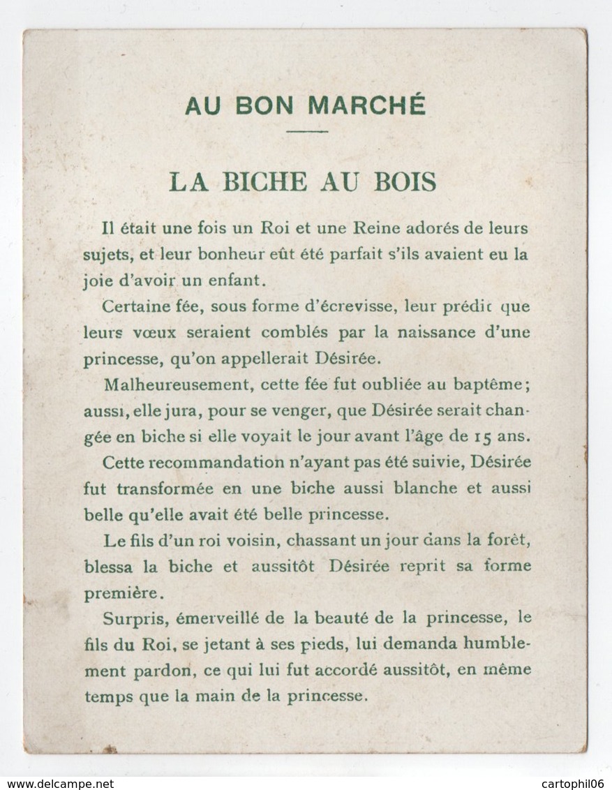 - CHROMO AU BON MARCHÉ - PARIS - LA BICHE AU BOIS - - Au Bon Marché