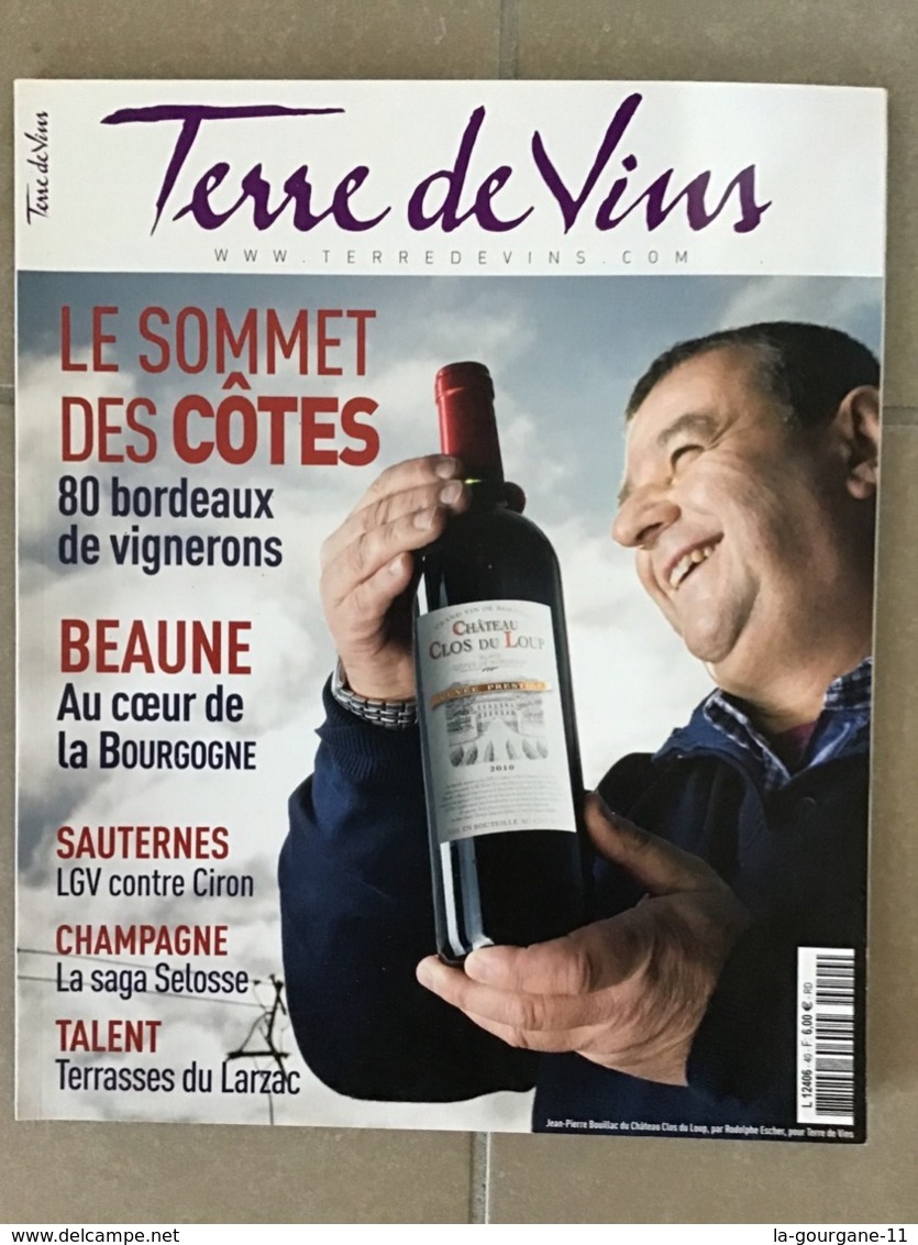 TERRE DE VINS N°40 Mars/Avril  2016 - 80 Bordeaux De Vignerons Et Côtes De Beaune . 104 Pages - Cooking & Wines