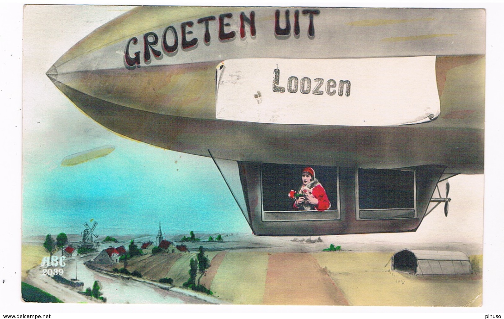 B-7492   LOOZEN : Groeten Uit ( Zeppelin) - Bocholt