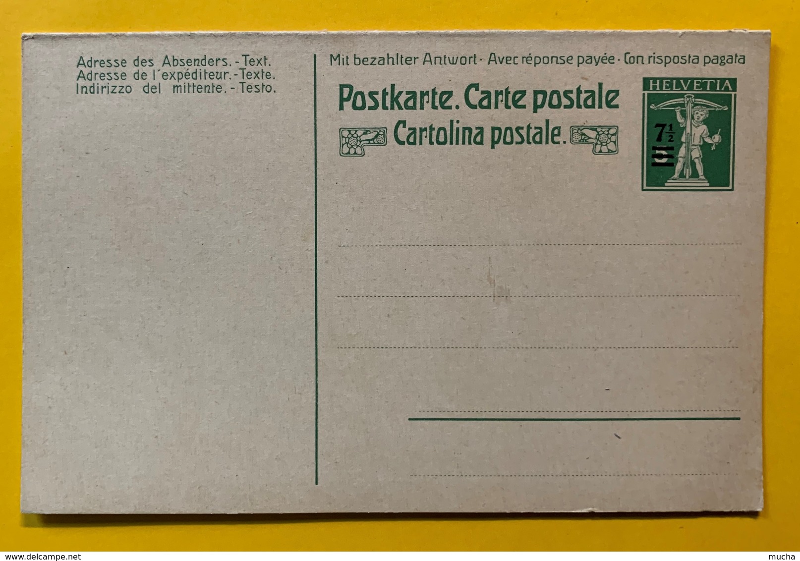 9757 -  Carte Réponse  7 1/2 Sur 5 Fils De Tell Neuf - Interi Postali