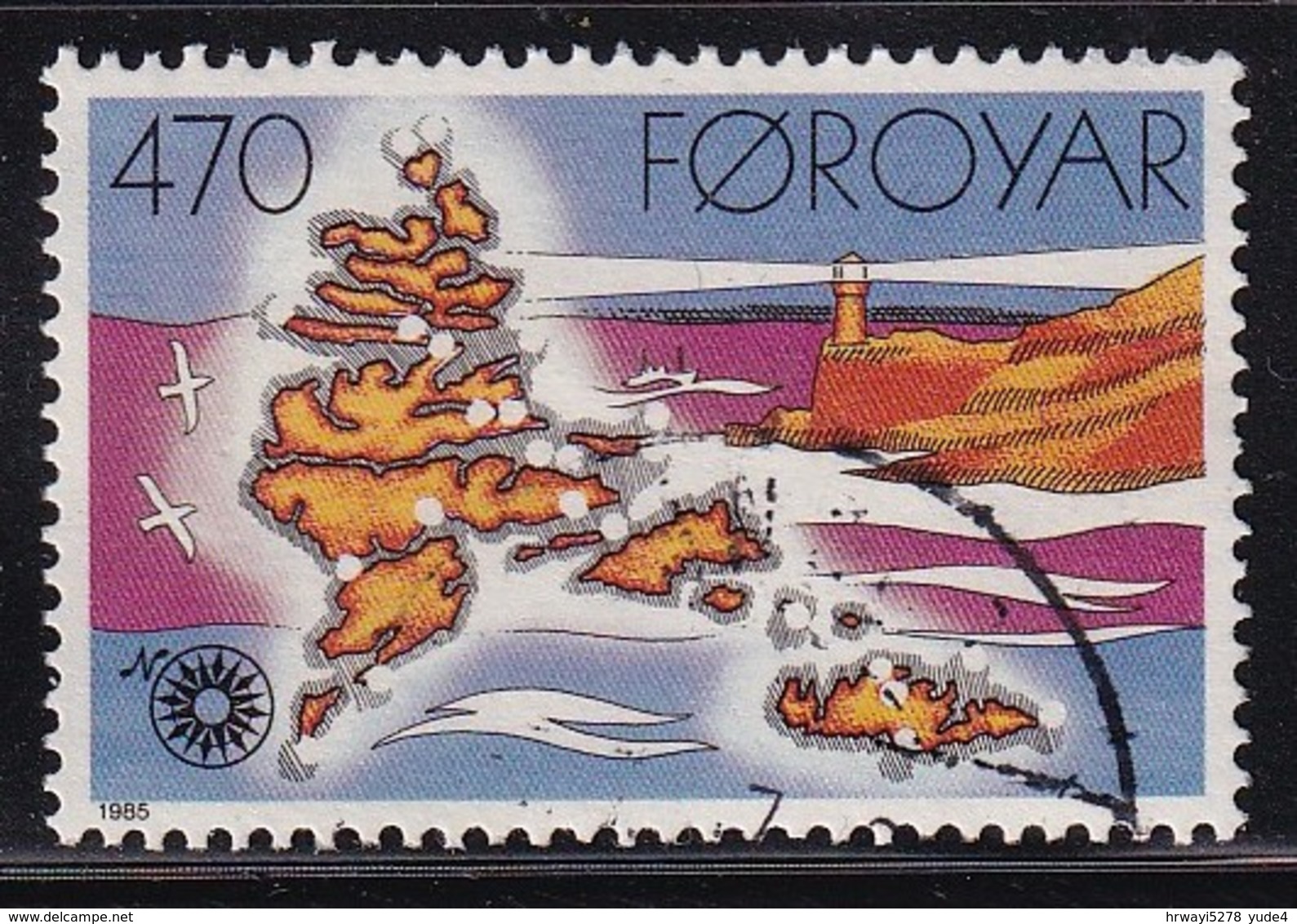 Faroe Islands 1985, Lighthouse Minr 124 Vfu. - Féroé (Iles)