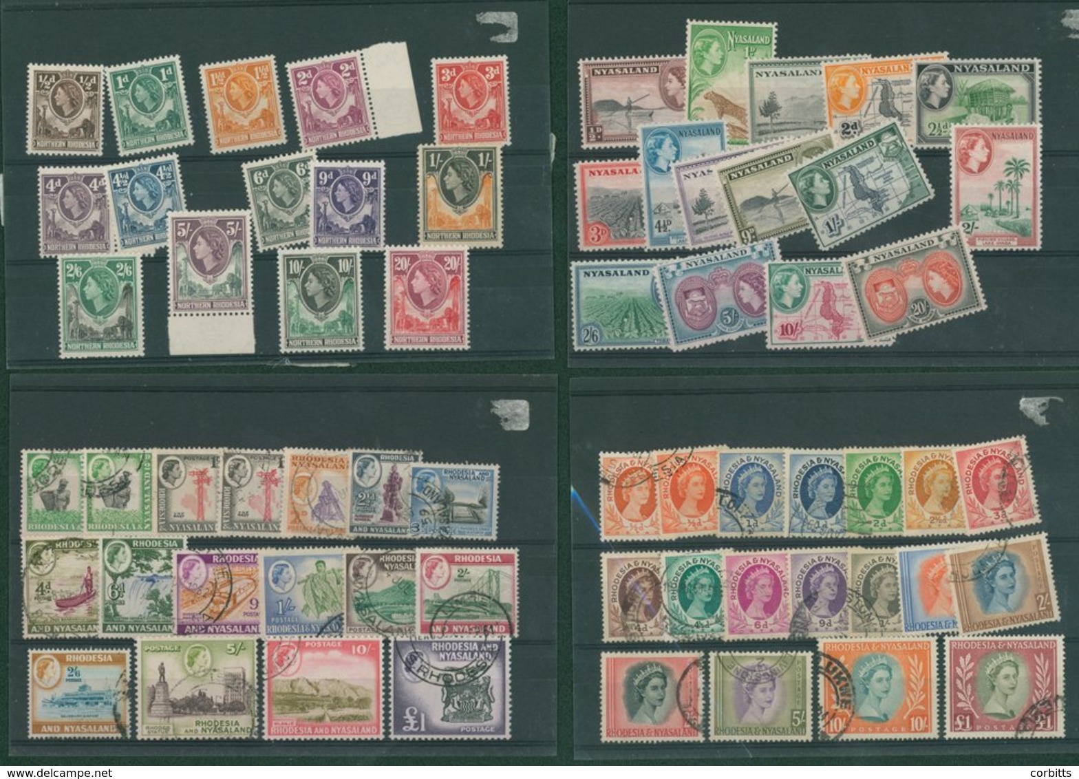 BRITISH AFRICA DEFIN SETS Comprising Rhodesia & Nyasaland 1954 & 1959 Defin Sets FU, SG.1/15, 18/31, N. Rhodesia 1953 Se - Sonstige & Ohne Zuordnung