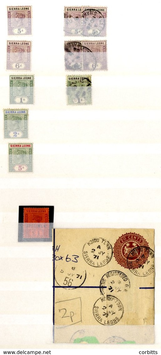 SIERRA LEONE From Good Range Of QV Incl. £1 Specimen, 1896-7 3d To 5s M, Revenue 1d Ovpt Block Of Twenty-four, 6d Ovpt B - Autres & Non Classés