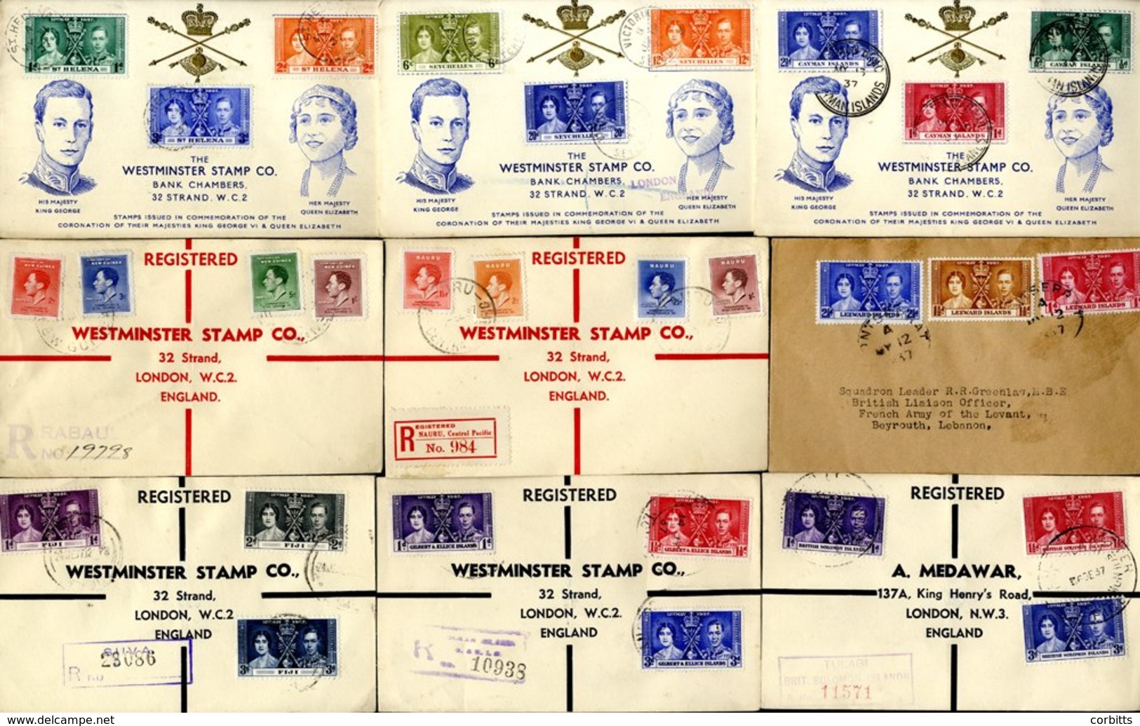 1937 Coronation Illustrated FDC's (13 Diff) Plus Six Others (non Illustrated) Mainly Registered. (19) - Sonstige & Ohne Zuordnung
