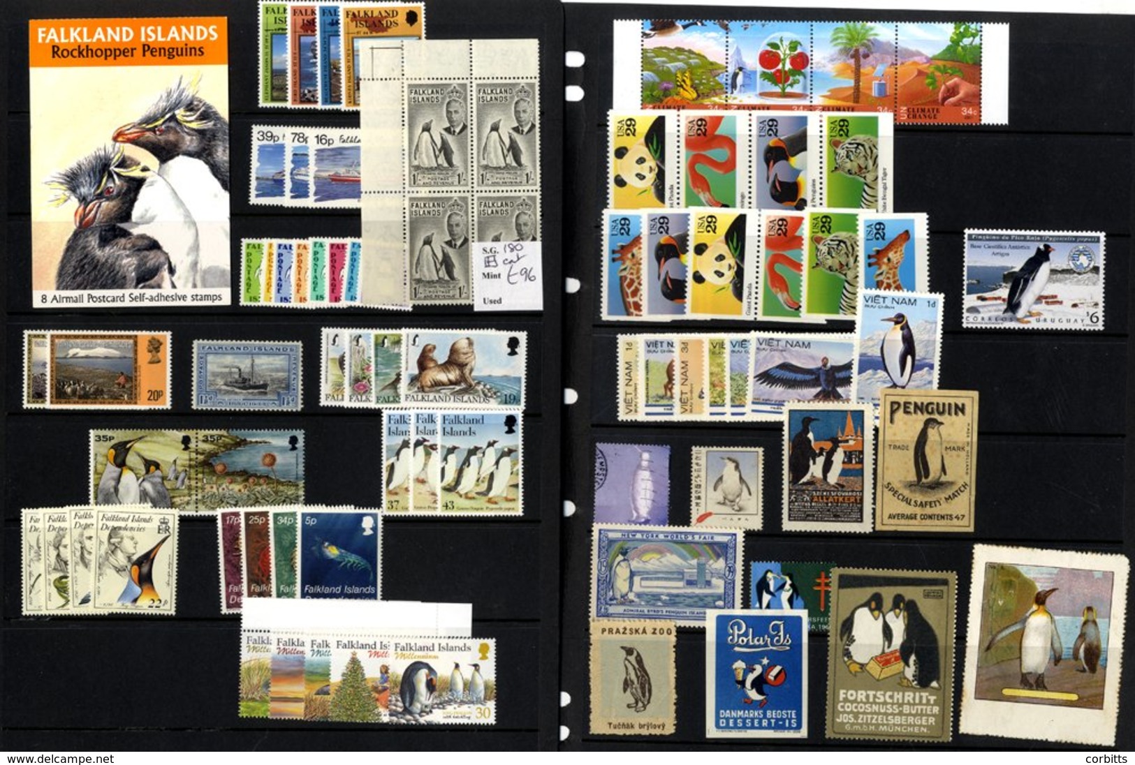 PENGUINS Accumulation (virtually All M) Of Penguin Stamps (616) In Hagner Folder With, M/Sheets (31), Booklets (9) & Cin - Sonstige & Ohne Zuordnung