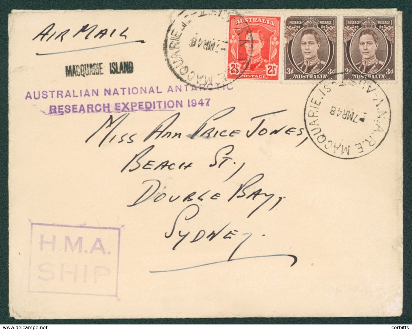 PENGUINS Australia - 7 MR 48 Cover To Sydney With ROYAL AUSTRALIAN NAVY Embossed On The Flap Franked With 8½d In Low Val - Autres & Non Classés