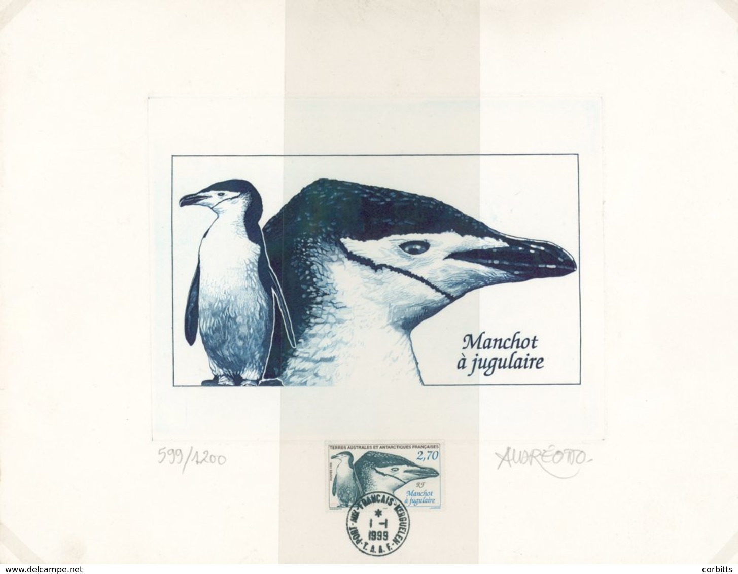 PENGUINS Terres Australes Et Antarctiques Francaises - 1999 Épreuve De Luxe Of The 1999 2f 70c Chinstrap Penguin Stamp S - Other & Unclassified