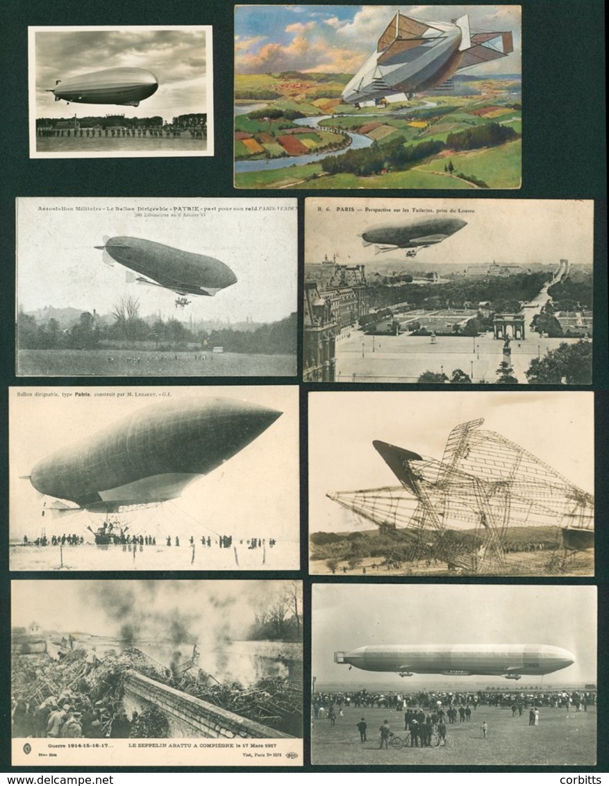 AIRSHIPS Range Of Mainly Zeppelin Postcards Incl. RP Of LZI At Uekingen WWI 2x Wreck, The Patrie Achieving A 300km Trip, - Ohne Zuordnung