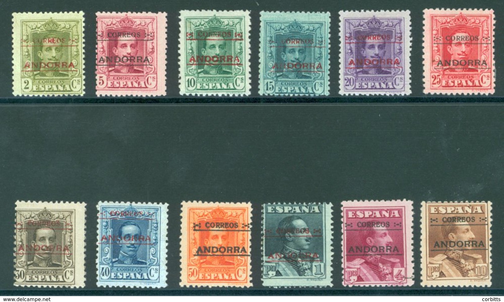 SPANISH P.O's 1928 P.12 X 11½ Optd Set M, SG.2a/13a. Cat. £600. (12) - Autres & Non Classés