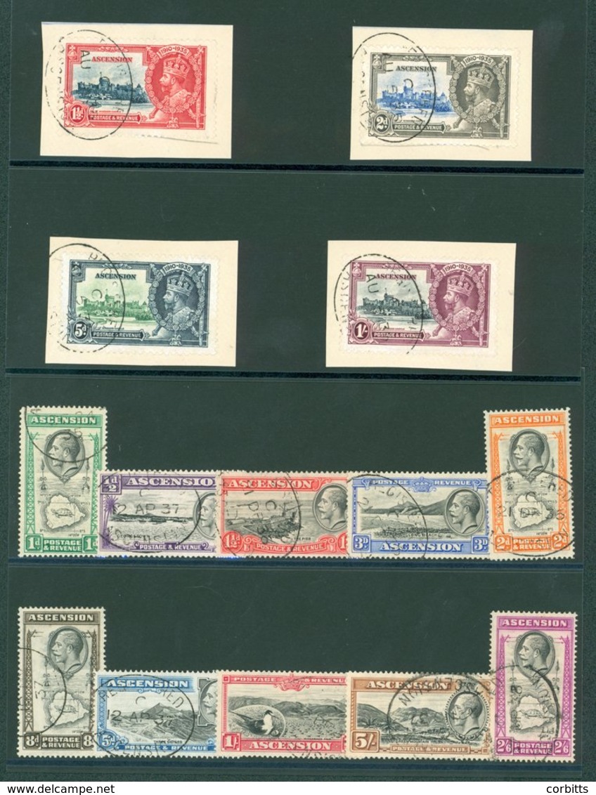 1934 Pictorial Defin Set, VFU (SG.21/30), Plus 1935 Silver Jubilee Set, Superb U Each On A Piece (SG.31/4), Cat. £230. ( - Sonstige & Ohne Zuordnung