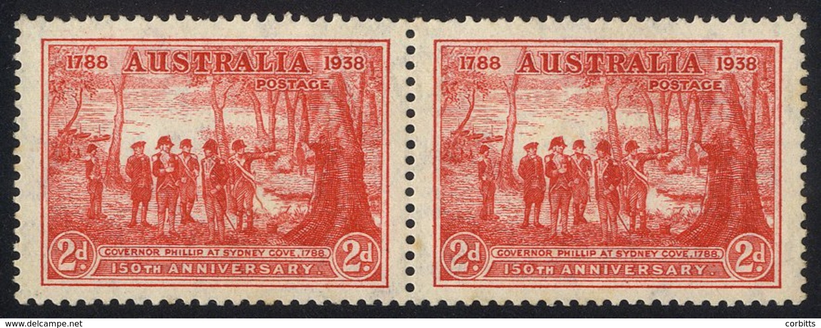 1937 Anniversary 2d Pair, Fine M, One With The 'man With Tail' Variety (single Pulled Perf At Top), SG.193a. Cat. £750+. - Autres & Non Classés