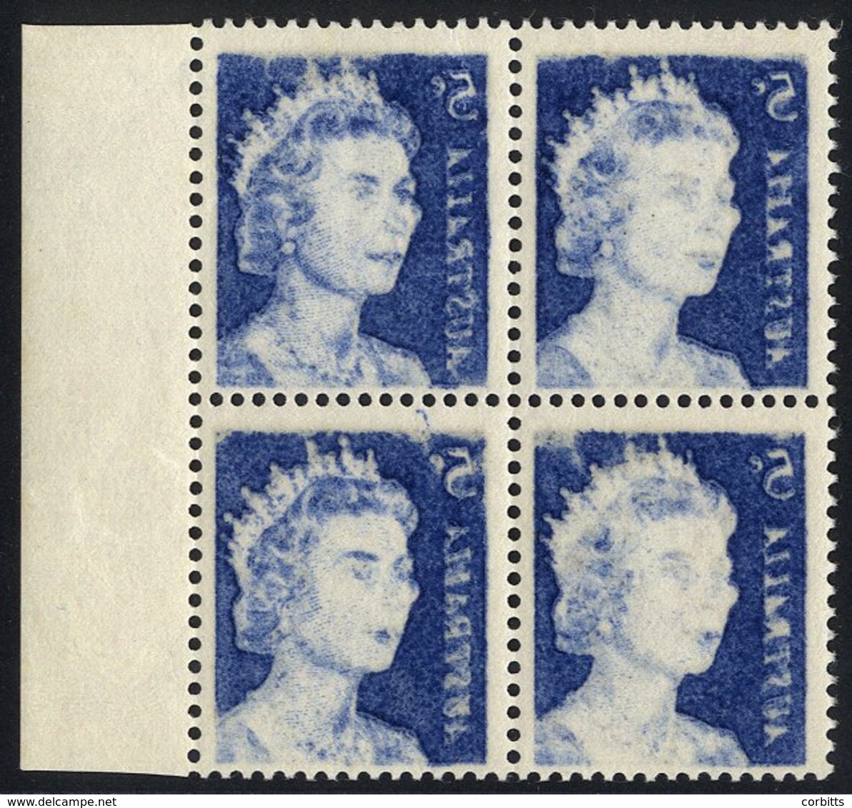 1966 5d Deep Blue In Marginal Block Of Four UM, Each With Superb Offset In Reverse, Quite Striking, SG.386e Variety. - Sonstige & Ohne Zuordnung