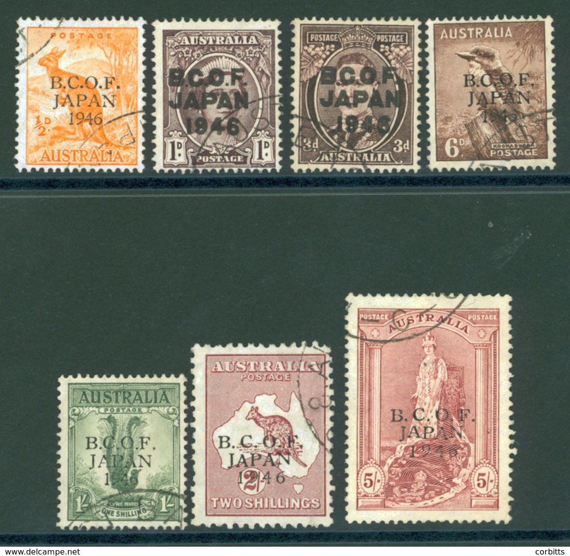 BRITISH COMMONWEALTH OCCUPATION FORCE JAPAN 1946 Optd Set VFU, SG.J1/J7. Cat. £275. (7) - Sonstige & Ohne Zuordnung