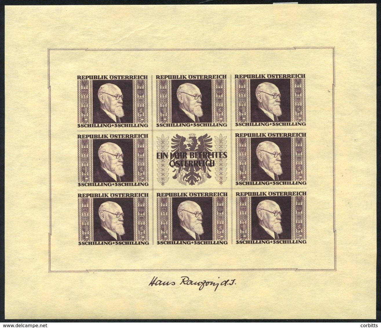 1946 Renner M/Sheets, Each Hinged Twice In Top Margin, SG.MS976. - Sonstige & Ohne Zuordnung