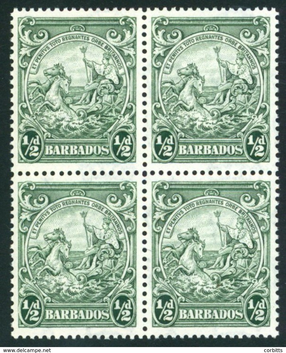 1938-47 Badge Of Colony ½d Green, UM Block Of Four Incl. 'recut Line' Variety, SG.248/248a. Cat. £168+. (4) - Sonstige & Ohne Zuordnung