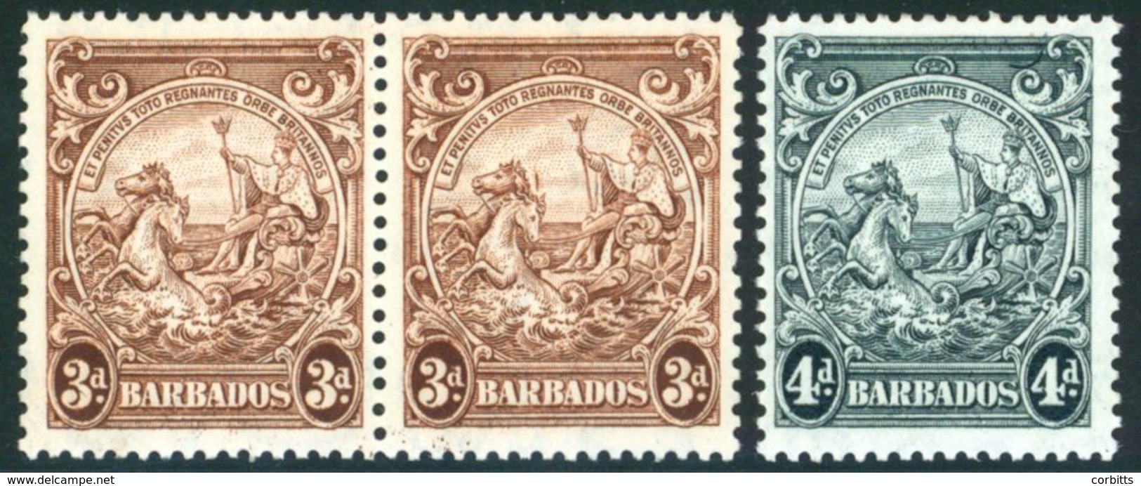 1938-47 MSCA 3d Brown Horizontal Pair, UM With 'vertical Line Over Horse's Head' Variety, SG.253db. Cat. £320. (3) - Sonstige & Ohne Zuordnung