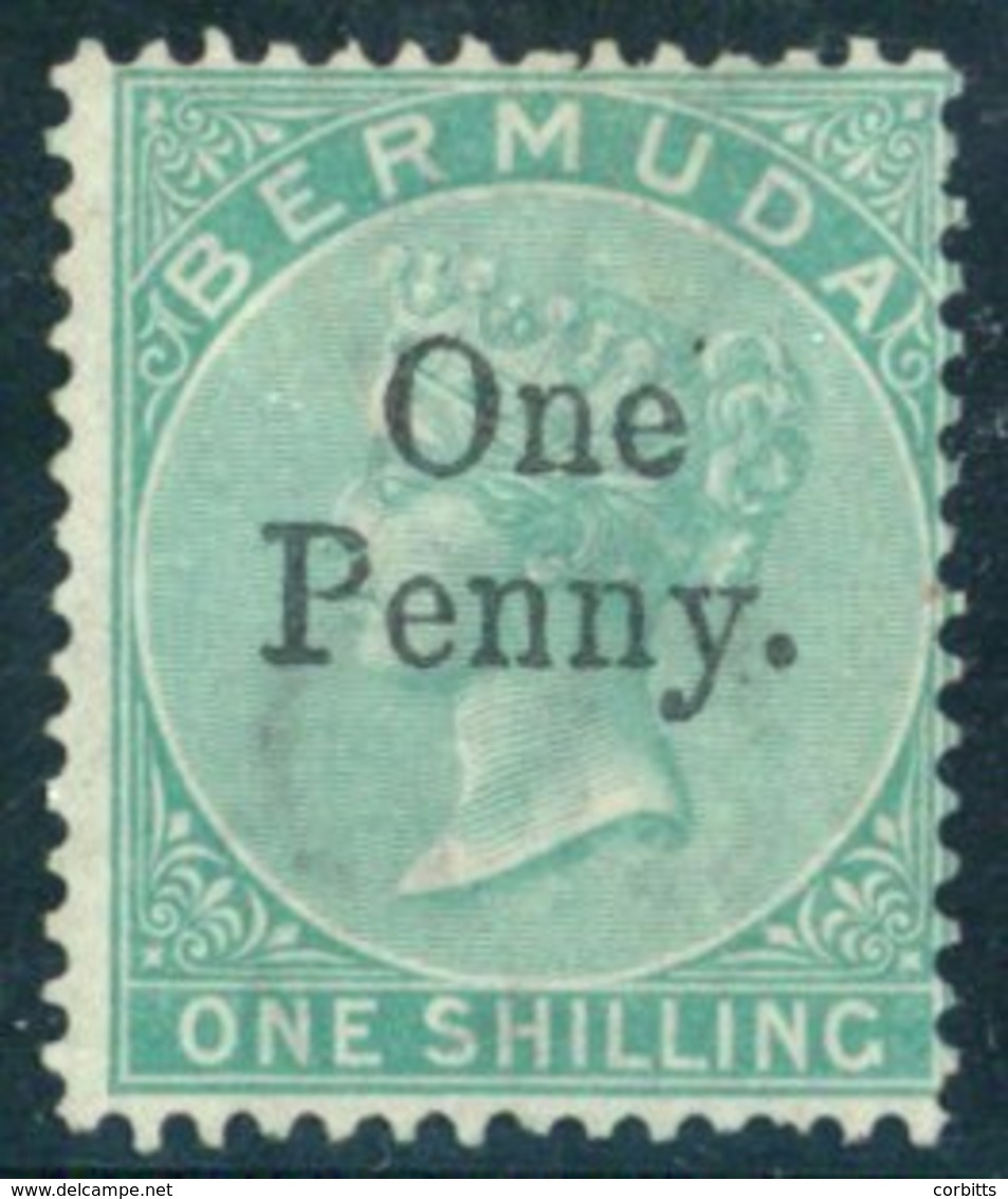 1875 Surch 1d On 1s Green, A Few Shortish Perfs (BPA Cert Of 1986 States Defective Perforations At Top), We Also Note An - Autres & Non Classés