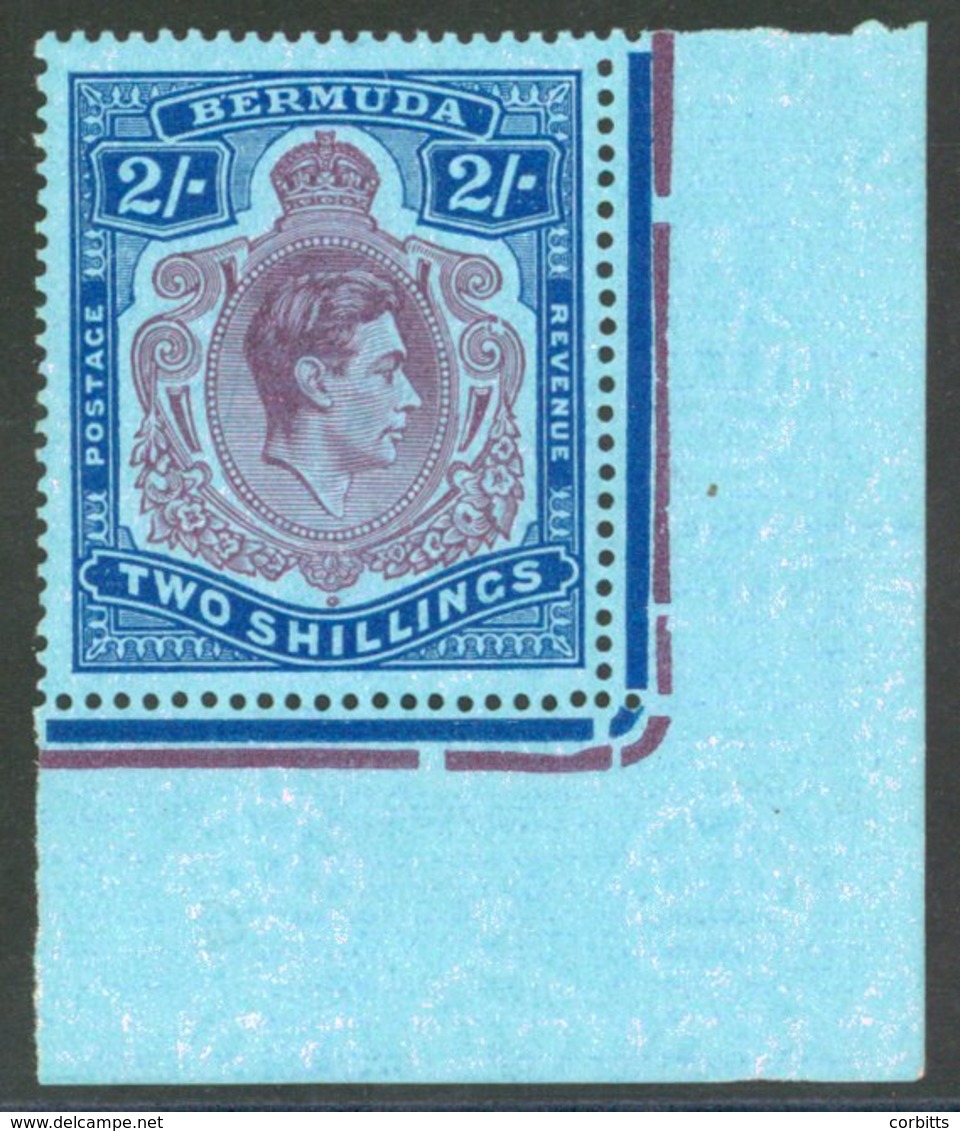 1938-53 2s Purple & Deep Blue/pale Blue With 'broken Lower Right Scroll' Variety, Lower Right Corner Marginal UM Example - Andere & Zonder Classificatie