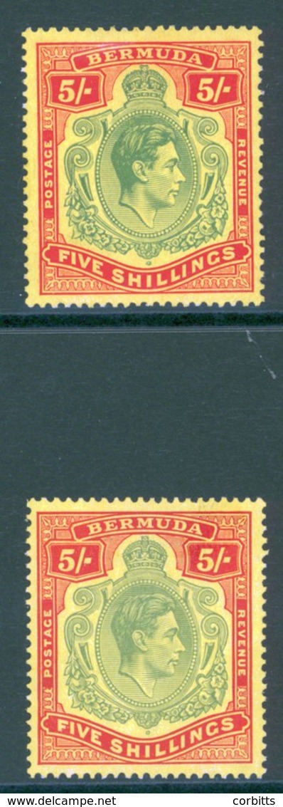 1938-53 5s Green & Red/yellow, SG.118 & 5s Pale Green & Red/yellow, SG.118a Both M, Cat. £525. (2) - Sonstige & Ohne Zuordnung