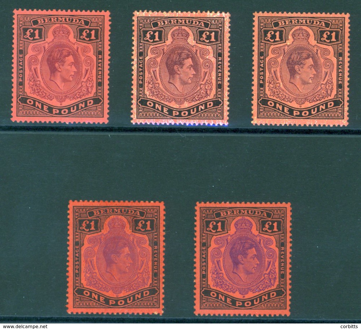 1938-53 £1, Five Different Comprising SG.121/b/c/d & E, Fine M. Cat. £660. (5) - Autres & Non Classés