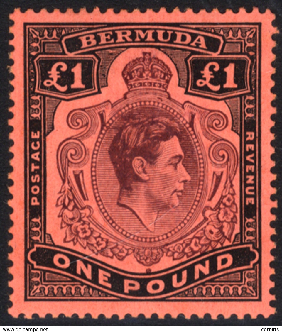 1938-53 £1 Purple & Black Red, With 'gash In Chin' Variety, Fine M, SG.121cf. Cat. £2000 - Sonstige & Ohne Zuordnung