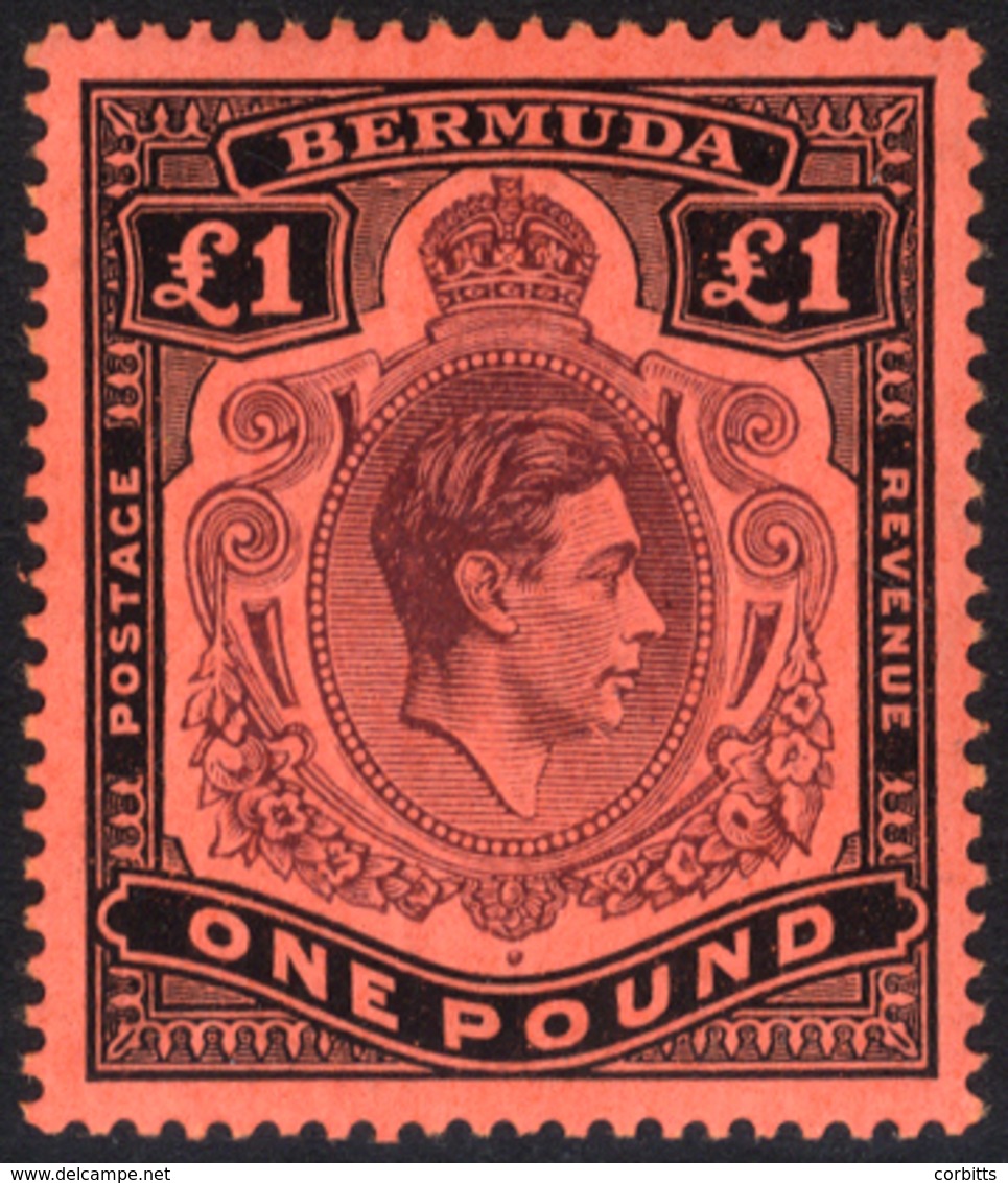 1938-53 £1 Purple & Black Red, With 'gash In Chin' Variety, Fine M, SG.121cf. Cat. £2000 - Sonstige & Ohne Zuordnung