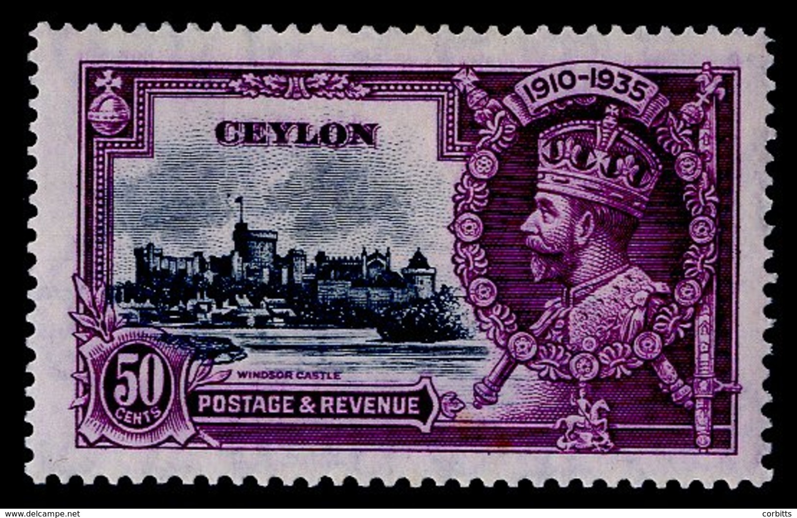 1935 Silver Jubilee 50c Slate & Purple Variety 'dot By Flagstaff' M (reverse With Tiny Tone Spot), SG.382h. Cat. £400. ( - Other & Unclassified