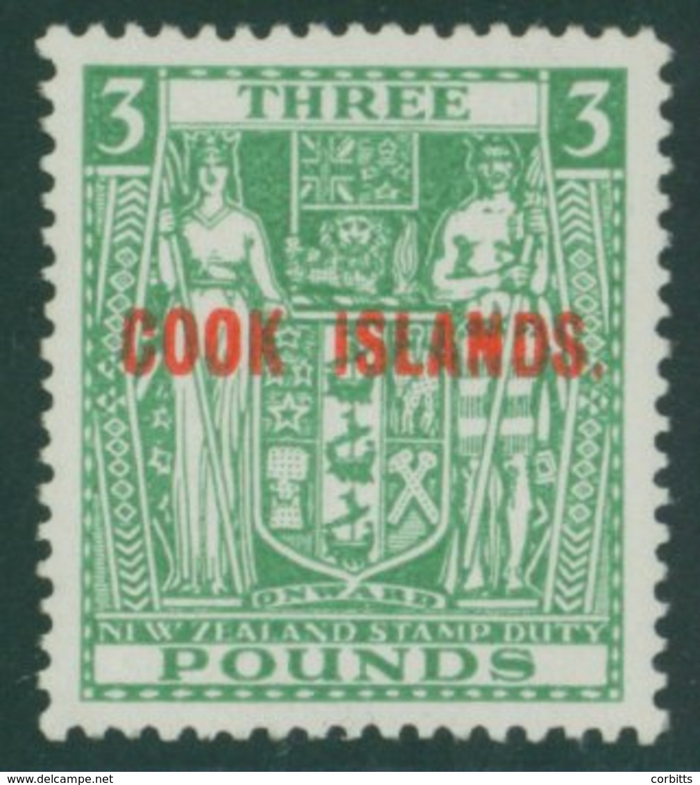 1936-44 Single Wmk, Wiggins Teape Paper, £3 Green, Fresh UM, Very Scarce, SG.123b. Cat. £450. (1) - Sonstige & Ohne Zuordnung