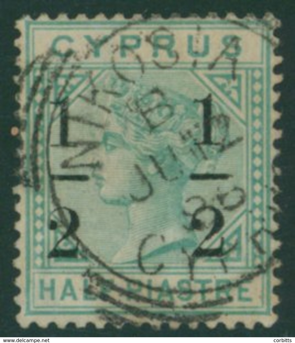 1886 CCC ½ On ½pi Emerald Green Surcharged Type 10, VFU With Nikosia Squared Circle D/stamp, SG.28. Cat. £425. (1) - Sonstige & Ohne Zuordnung