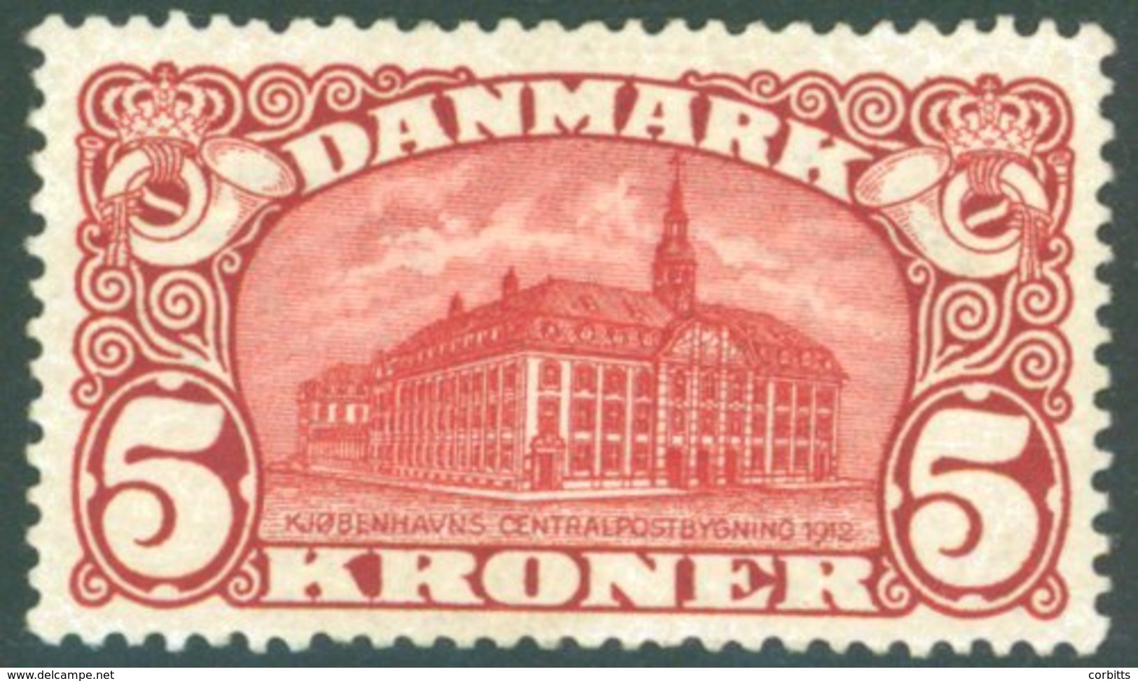 1912 GPO Copenhagen 5k Deep Carmine-red M, SG.134. Cat. £450. - Autres & Non Classés