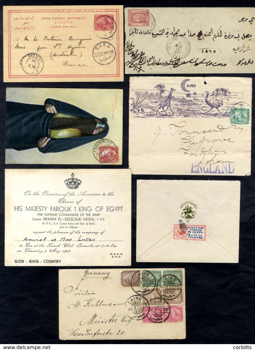 19th/20thC Varied & Interesting Range Of Postal History On Leaves, Incl. 1871 1pi Cover 'Poste-Vice-Reali-ATFE', C.d.s,  - Sonstige & Ohne Zuordnung