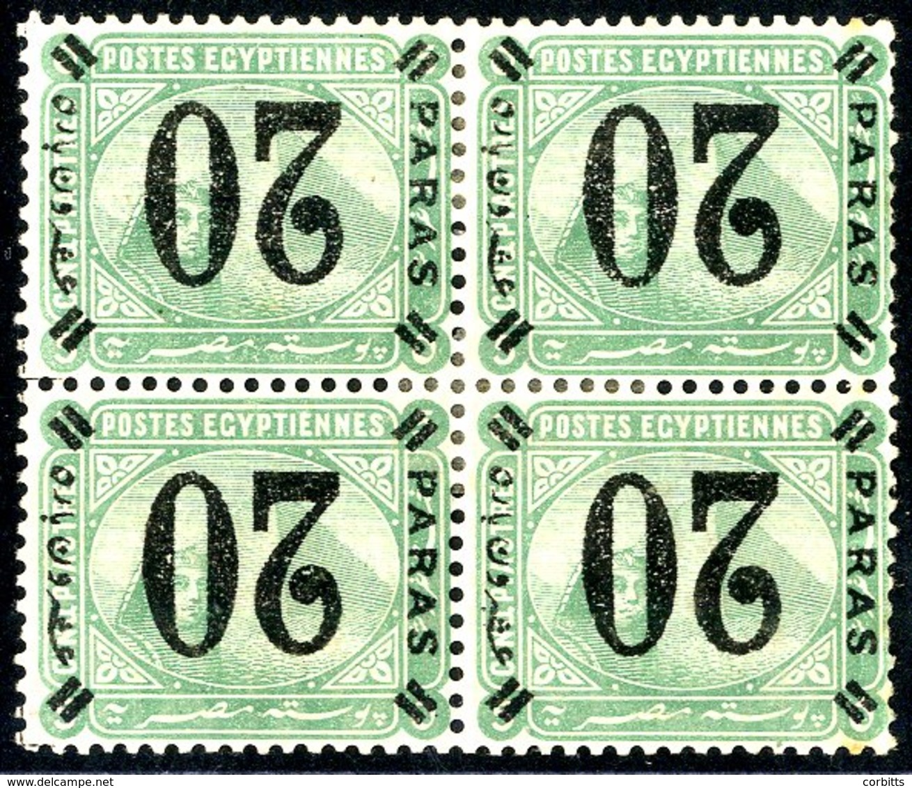 1884 20pa On 5pc Green Surch Inverted In A Block Of 4 O.g. Each Stamp Expertised. SG.57. Cat. £260+. (4) - Autres & Non Classés