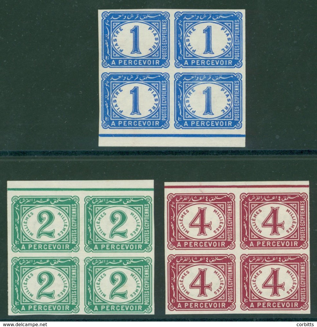 1889-1907 Marginal Imperf Proof Blocks Of Four 2m Green (SG.D71), 4c Maroon (SG.D72) & 1p Ultramarine (SG.D73a) Fresh UM - Sonstige & Ohne Zuordnung
