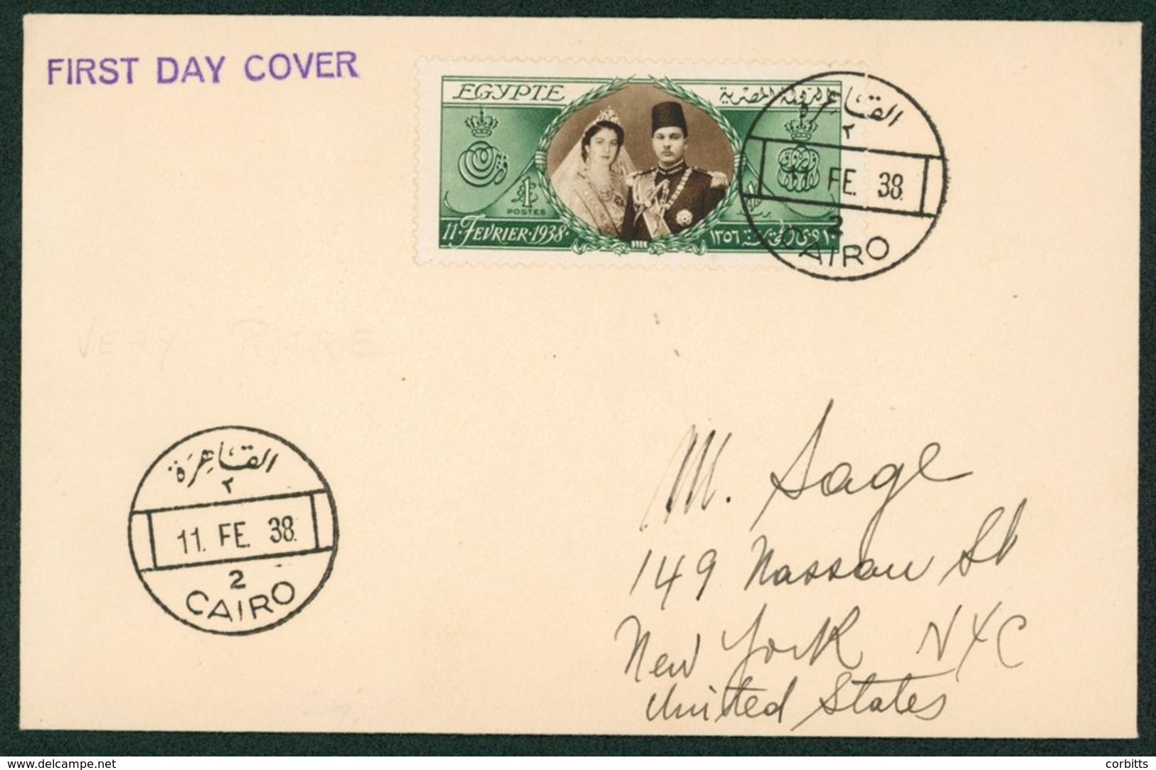 1938 18th Birthday £E1 Superb Used On Plain FDC To USA, 11 Feb 38. SG.272. Cat. £200. (1 Cover) - Sonstige & Ohne Zuordnung