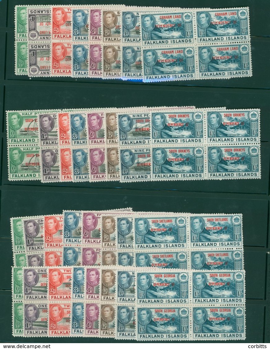 1944-45 KGVI Defin Sets Of Eight Incl. UM Blocks Of Four From The Four Different Dependencies. SG.A1/8, B1/8, C1/8 & D1/ - Sonstige & Ohne Zuordnung