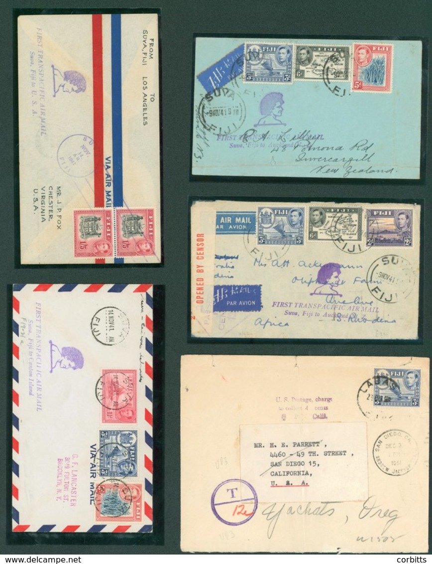 1941 (November) 8 Covers That Were On The First Transpacific Air Mail Flight From Suva To Either The USA, Auckland, Noum - Sonstige & Ohne Zuordnung