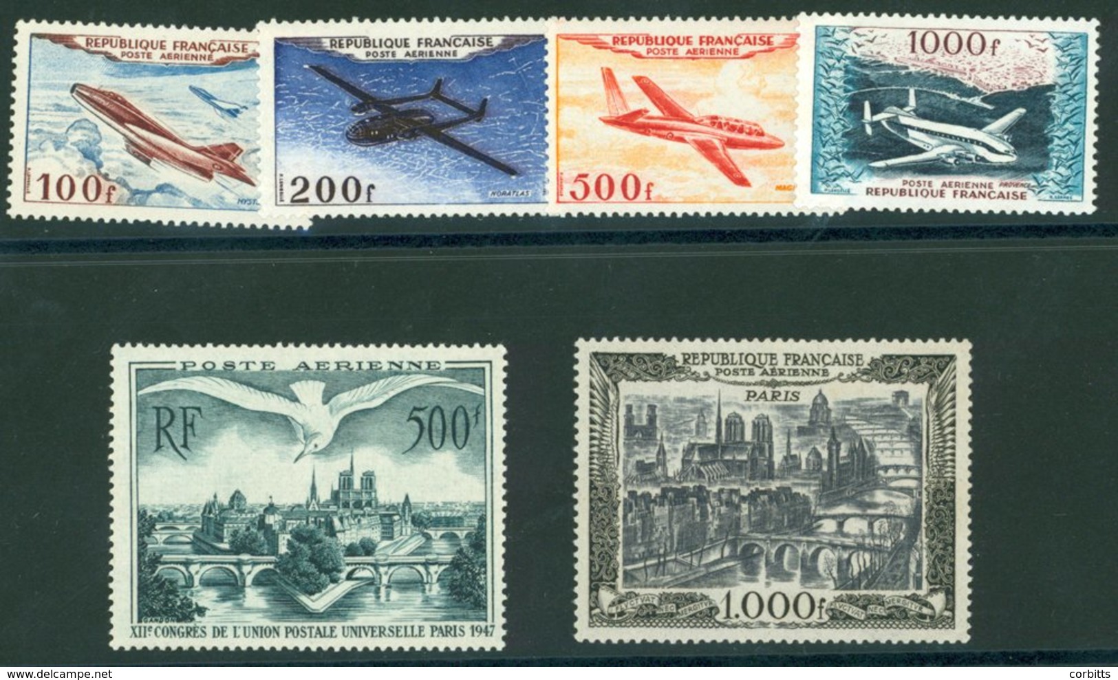 1947 Air 500f Herring Gull UM, SG.1013, 1949 1000f Air View Of Paris UM, SG1059, 1954 Air Set UM, SG.1194/7. Cat £795. ( - Other & Unclassified