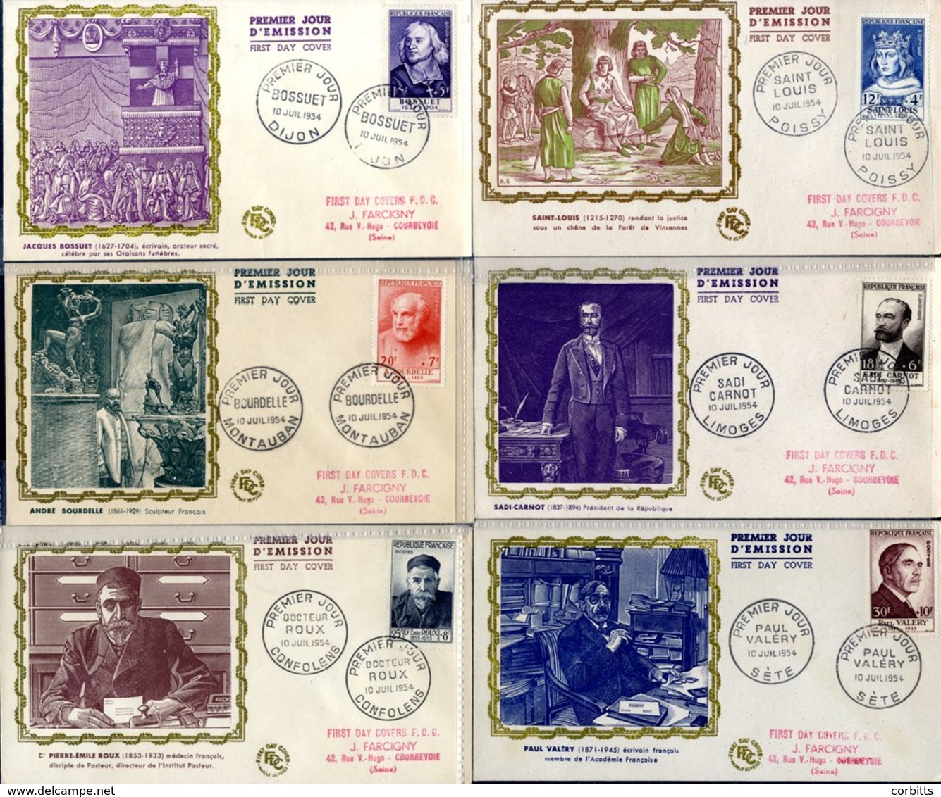 1954 National Relief Fund Set On Six Illustrated FDC's With Special Cancels, SG.1215/20 (Stamps Cat. £200 As Basic Used) - Other & Unclassified