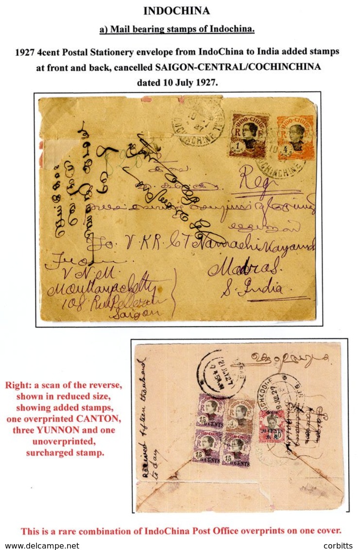 INDO CHINA 1893 To 1949 Postal History Collection From The Early French Occupation Incl. Registered, Airmail, Postage Du - Sonstige & Ohne Zuordnung