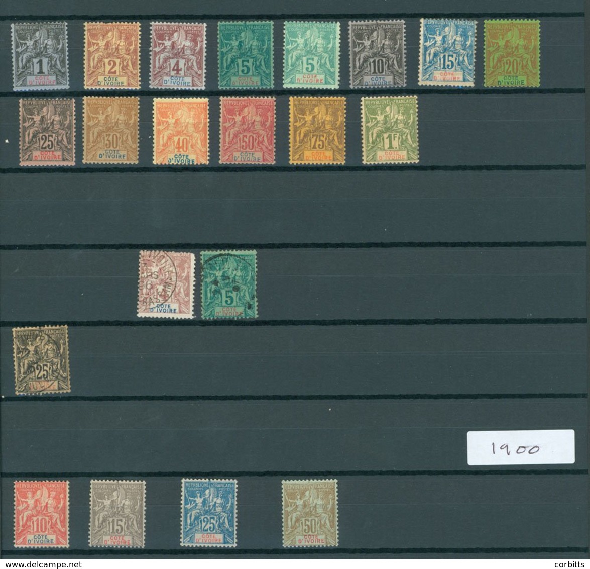 IVORY COAST 1892-1942 M & U Collection In A Black Page Stock Book Incl. 1892 Tablet Set Of 13 M, 1900 Set M, 1903 Parcel - Autres & Non Classés
