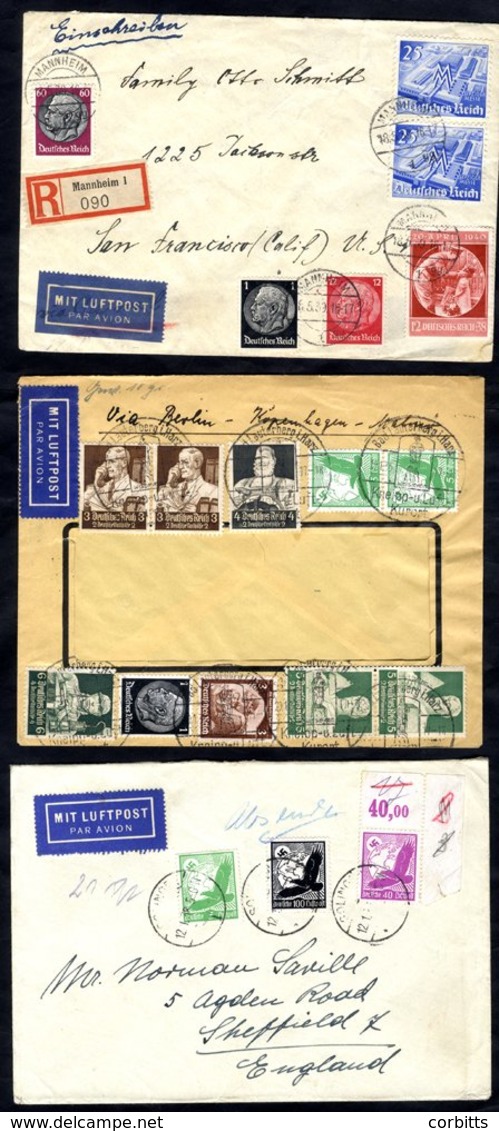 1935-40 Selection Of Flown Covers To UK, USA & Sweden, Bearing A Variety Of Frankings & Cancels, Some Censored. Includes - Sonstige & Ohne Zuordnung