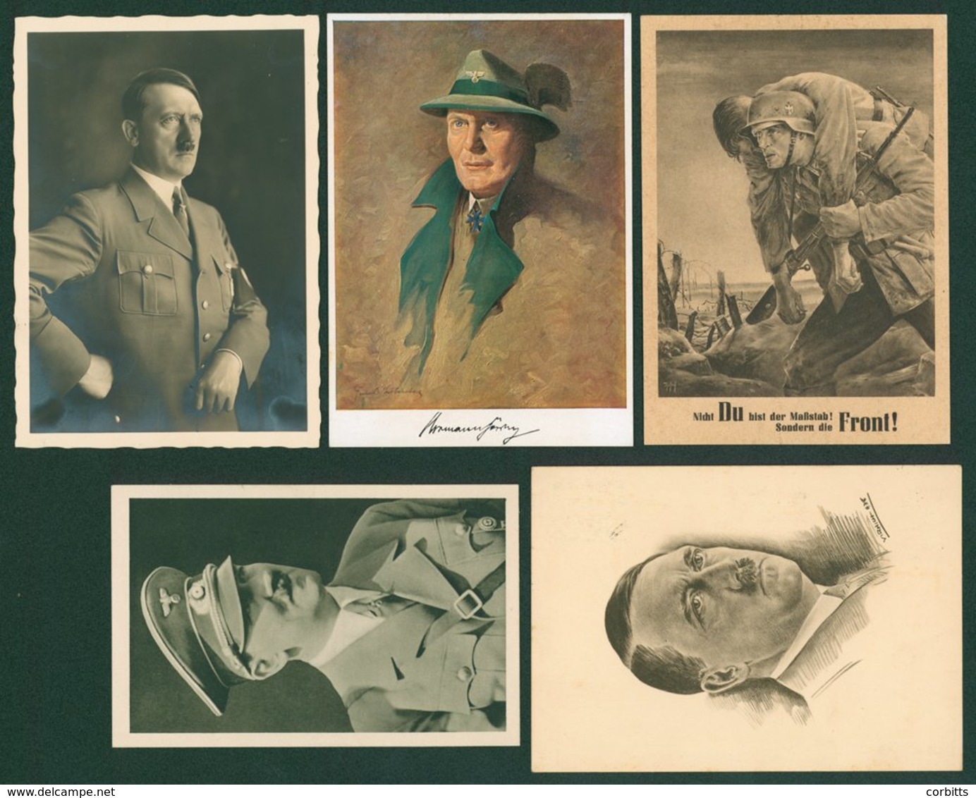 1937-39 Propaganda Cards (8) Incl. Hitler Portraits (5), Goering, 1939 Party Rally, 1943 Day Of The NSDAP In Gen Govt. - Sonstige & Ohne Zuordnung