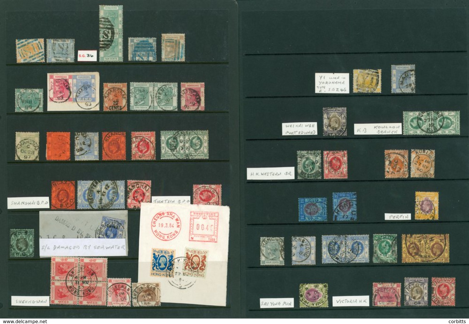 HONG KONG & TREATY PORT POSTMARKS 19th/20thC Fine & Extensive Collection On Five Hagner Leaves With Use In Macao, With 1 - Sonstige & Ohne Zuordnung