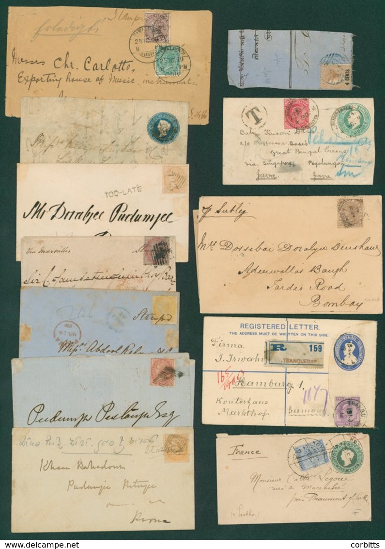 India & States Accumulation Covers (40) In Mixed Condition & A Batch Of Jaipur State ½a Stationery Postcards Used In The - Sonstige & Ohne Zuordnung
