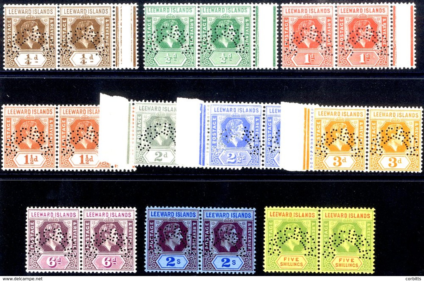 1938 Set To 6d Plus 2s & 5s In UM Pairs, Perforated Specimen (type D20), The 10 Original Values, Typically Toned Gum And - Sonstige & Ohne Zuordnung