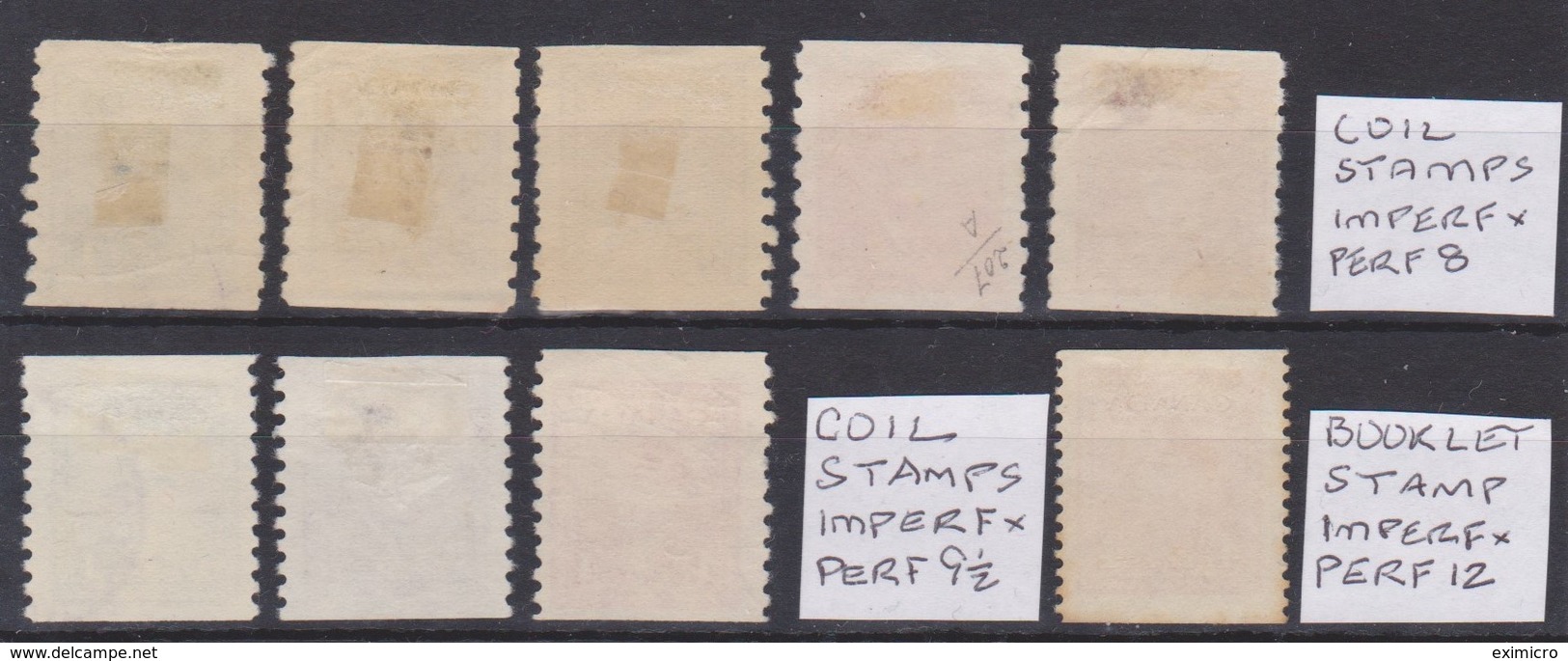 CANADA 1942 - 1948 COIL AND BOOKLET STAMPS SG 389/393, 396, 397, 398, 398a FINE USED Cat £46+ - Rollen