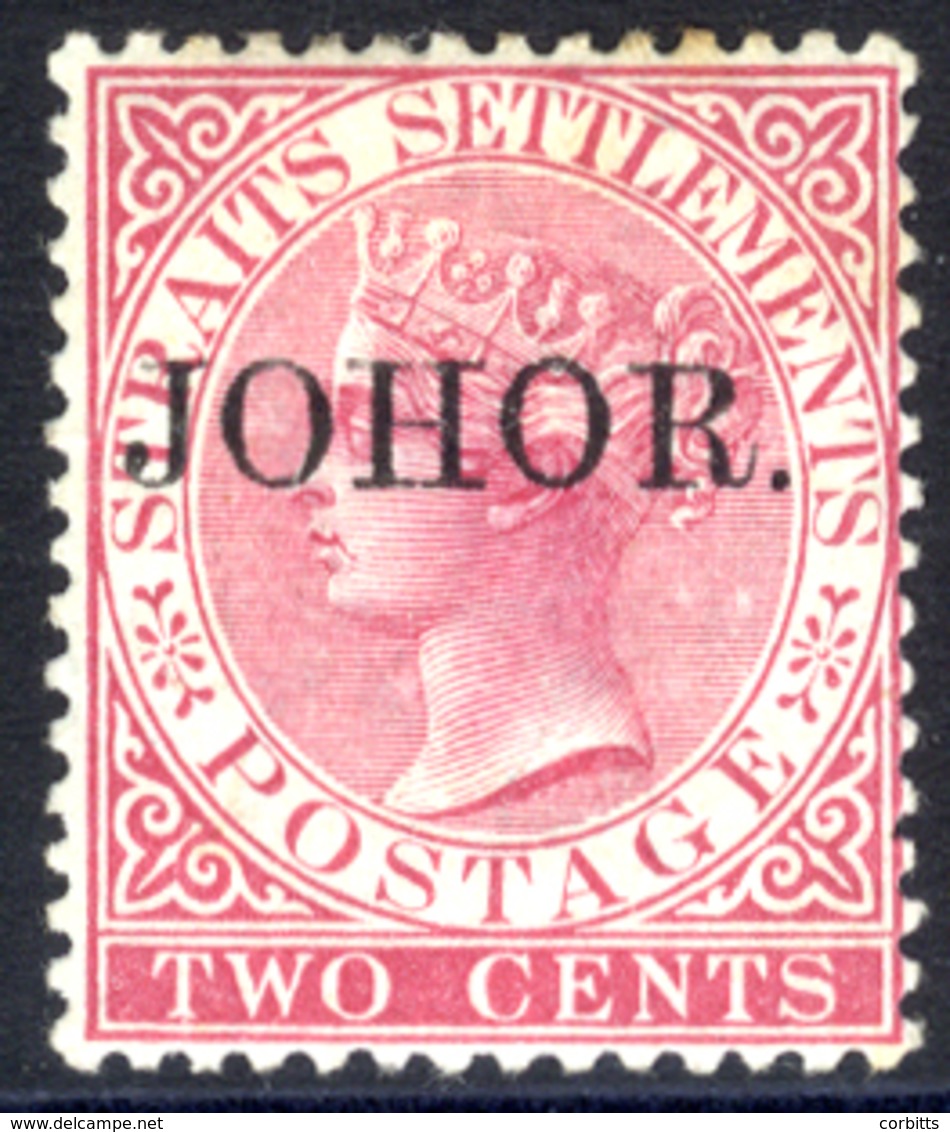 JOHORE 1888 2c Pale Rose, Optd Type 14, M (minor Tones), SG.14. Cat. £250. - Sonstige & Ohne Zuordnung