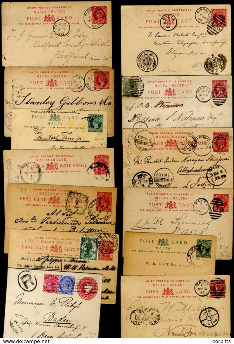 1885 - 1930 Small Accumulation Of Covers And Postal Cards, Includes Registered Postal Stationery Envelopes (4) 1d Or 1½d - Autres & Non Classés